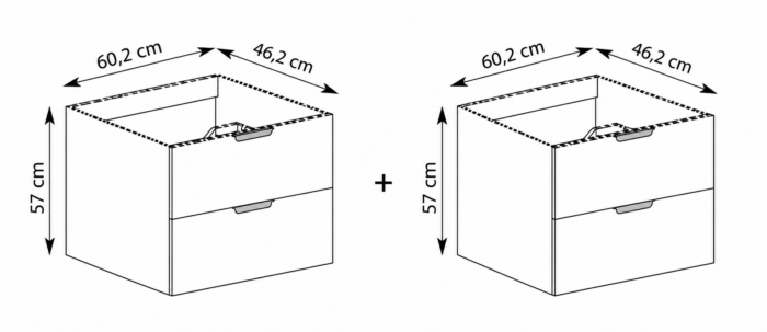 NOVO 120 cm orzech Warmia szafka łazienkowa wisząca ryflowana 4 szuflady