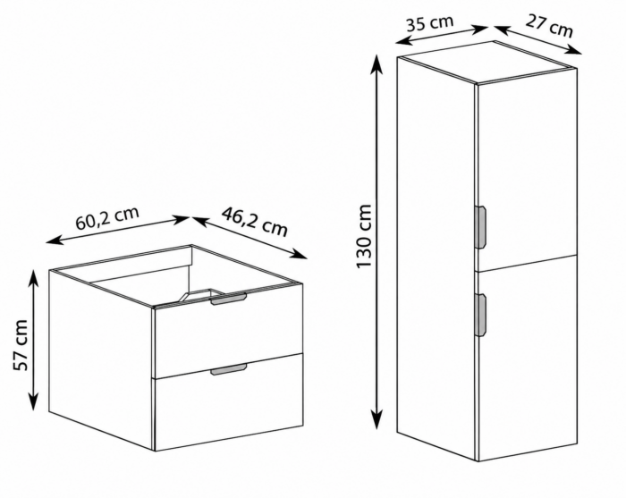 NOVO 100 cm orzech Warmia szafka łazienkowa z blatem 2 szuflady 2 regały