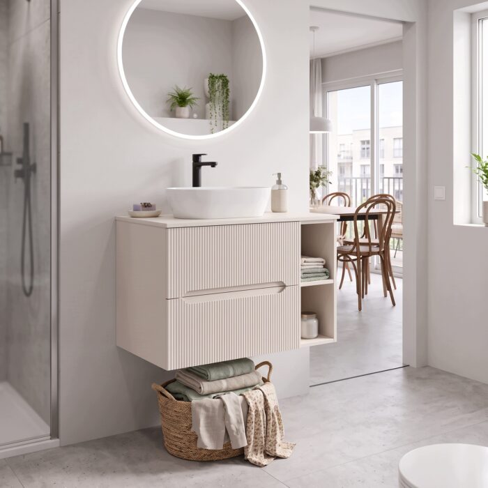 NOVO 100 cm kaszmir szafka łazienkowa z blatem 2 szuflady regał 20 cm