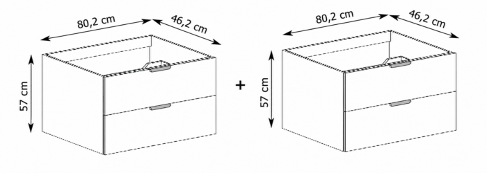 NOVO 160 cm orzech Warmia szafka łazienkowa wisząca ryflowana 4 szuflady
