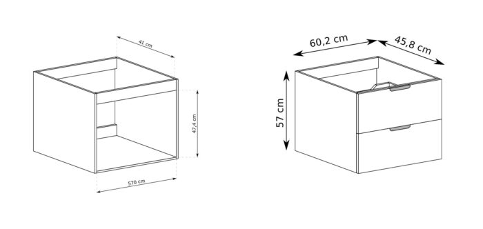 NOVO 140 cm kaszmir szafka łazienkowa z blatem 4 szuflady regał 20 cm