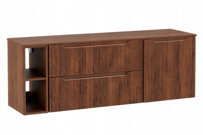 NOVO 120 cm orzech Warmia szafka łazienkowa z blatem 2 szuflady regał 20 cm