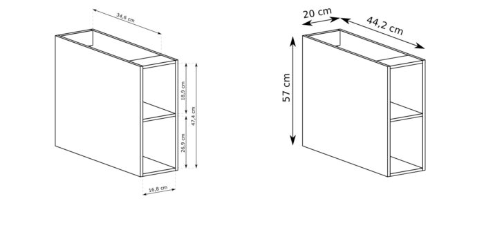 NOVO 120 cm hikora szafka łazienkowa z blatem i regałami ryflowana