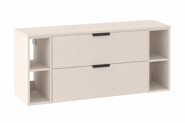 LUNA 120 cm Kaszmir szafka łazienkowa z blatem 2 regały 20 cm 2 szuflady