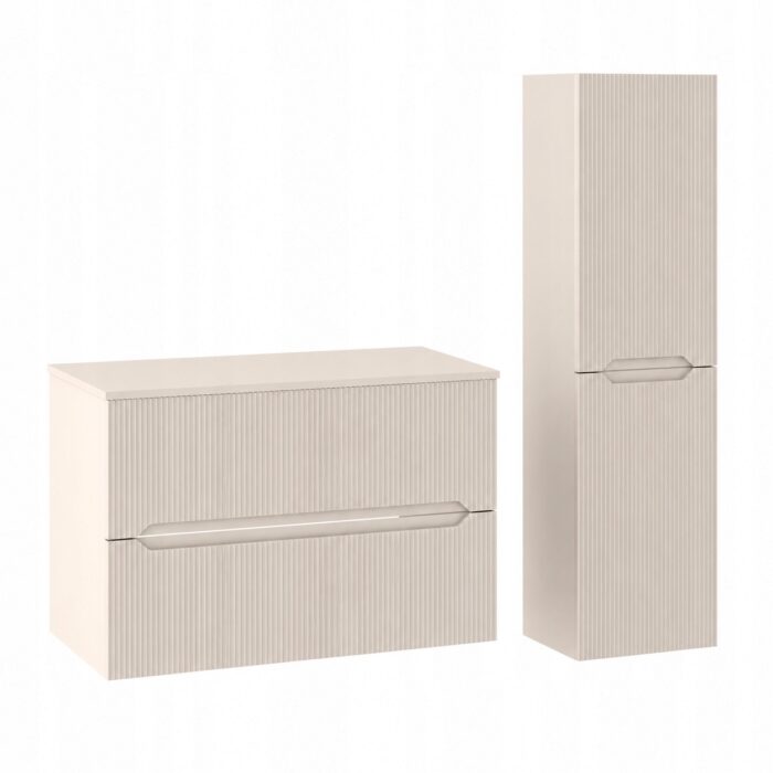 NOVO 80 cm kaszmir szafka łazienkowa z blatem 2 szuflady słupek 130 cm